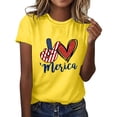 thumbnail image 1 of Cathalem T-Shirts à Manches Courtes Col en V pour Femmes, Jaune P, 1 of 4
