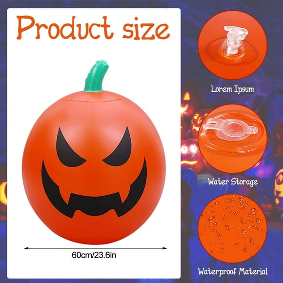 Halloween Inflatable Pumpkin Blow-Up Pumpkin Decoration Battery Operated Scary Pumpkin LED Light Halloween Blow Up Yard Decoration for Indoor Outdoor