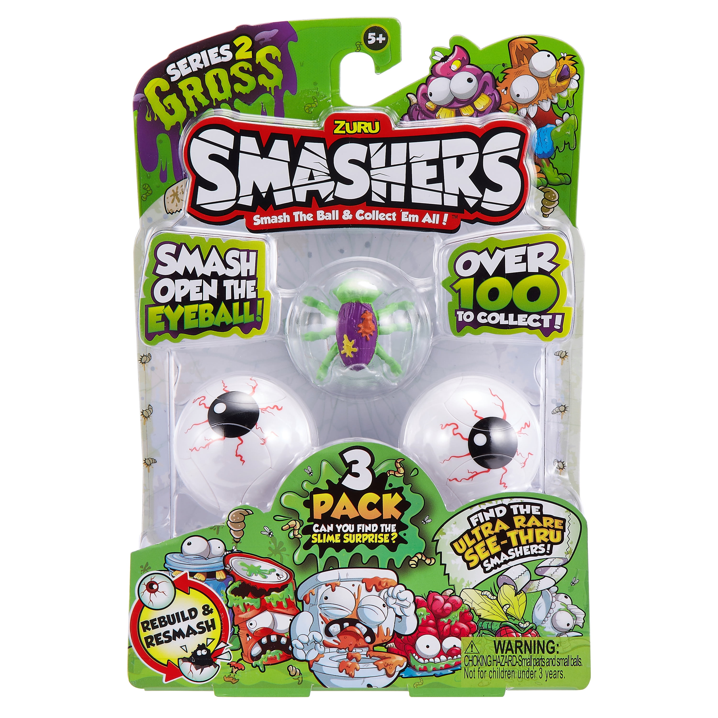 Zuru Smashers Series 2 Gross Mini Figure 3-Pack Slime Surprise Eyeball  New 