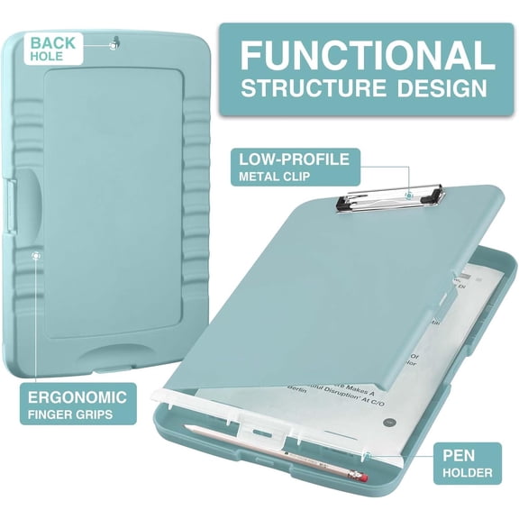 Clip Boards 8.5x11 with Storage, High Capacity Storage Clipboard, Nursing Clipboard Folder with Pen Holder, Heavy Duty Plastic Clipboard with Low Profile Clip, Clipboard Binder for Teacher, Work