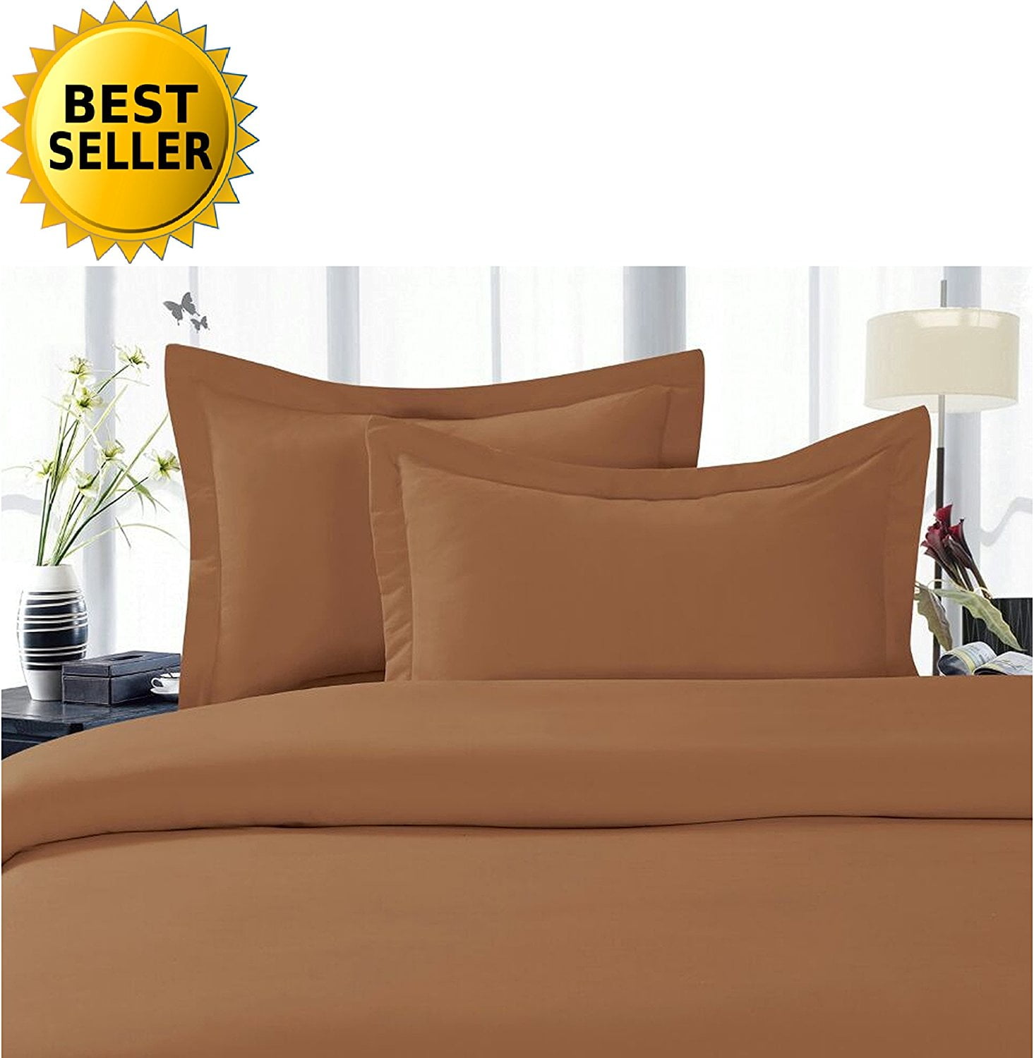 Celine Linen Best, Softest, Coziest Duvet Cover Ever! 1500 Thread Count Egyptian Quality Luxury Super Soft WRINKLE FREE 2-Piece Duvet Cover Set , Twin/Twin XL, Mocha Chocolate