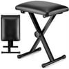 CAHAYA Keyboard Bench X-Style Adjustable Height Piano Bench Padded Keyboard Stool Chair Seat for Electronic Digital Keyboards Pianos Black