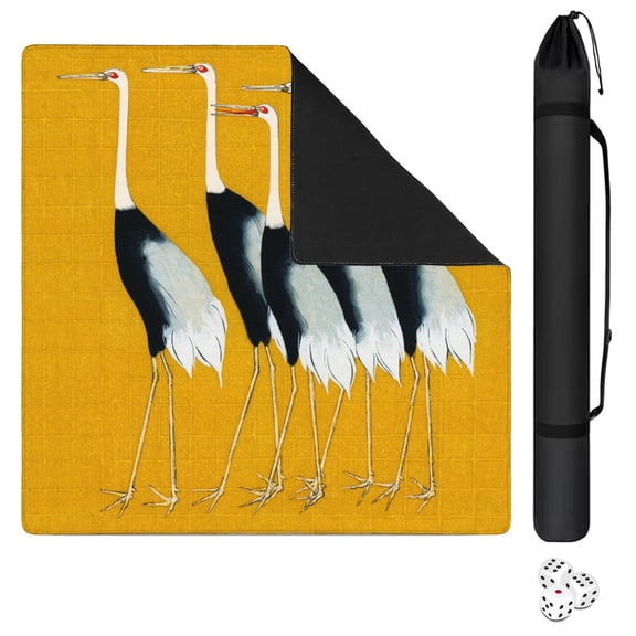 Golden Mahjong Mat for Table, 31.5*31.5in Anti Slip American Mahjong Table Cloth, Noise Reduction, Neoprene Mah jongg Mat with Carrying Bag & 3 Dices, Mahjong Accessories Gift, Board Tile Games Mats
