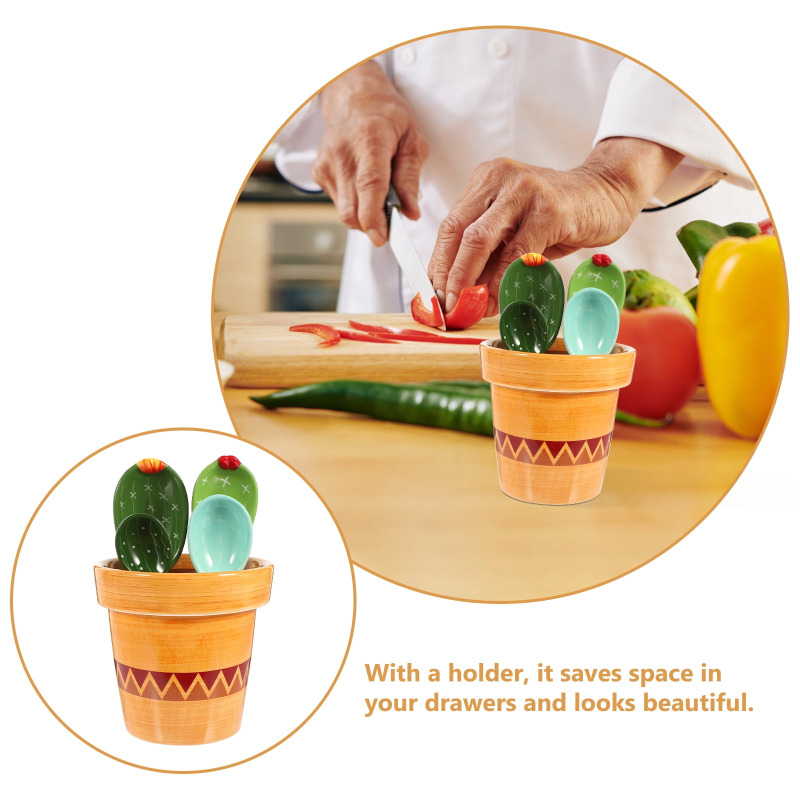 MLINS Ceramic Cactus Measuring Spoons Set for Baking and Kitchen Use, and  Stylish Kitchen Tool - Walmart.com