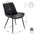 thumbnail image 2 of Modern Faux Leather Dining Chairs Set of 2, Upholstered Dining Side Chairs with Metal Legs, Comfort Backrest Chair For Kitchen Dining Room Cafe(Black, Black Legs), 2 of 8