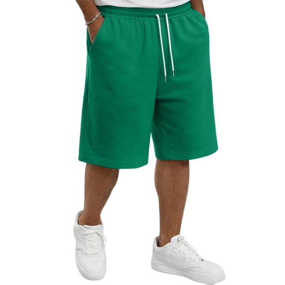 Fabrcox S-5XL Big and Tall Men's Shorts Elastic Waist Basketball Shorts Sports Hiking Going Out Bermuda Shorts for Men with Pockets Green XL