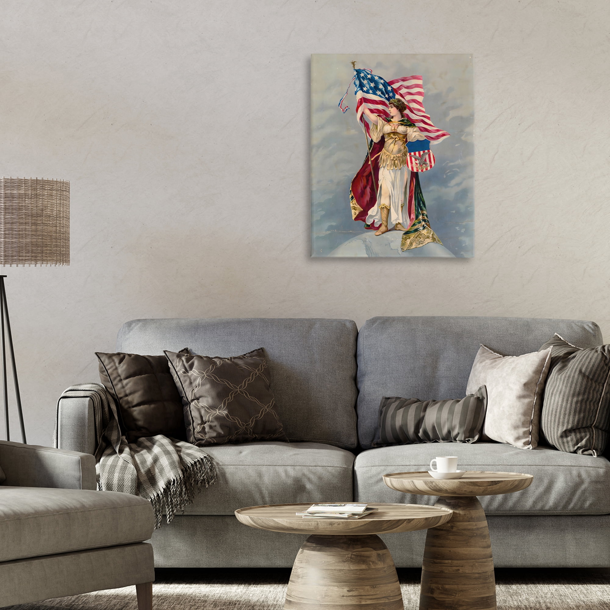 Stupell Industries Columbia Standing with American Flag Canvas Wall Art, design by Arlington Prints