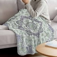 thumbnail image 3 of Green Purple Boho Blanket Soft Cozy Warm Twin Blanket for Bed, Plush Fuzzy Flannel Fleece Blankets for Sofa, Vintage Abstract Art Floral Ethnic Tribe Throw Blankets for Couch Gifts, 60"x80", 3 of 9