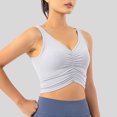 thumbnail image 6 of vigerkar Womens U Back Sports Bra - Wireless Padded Ruched V Neck Workout Gym Yoga Crop Top (Light Gray, XL), 6 of 9