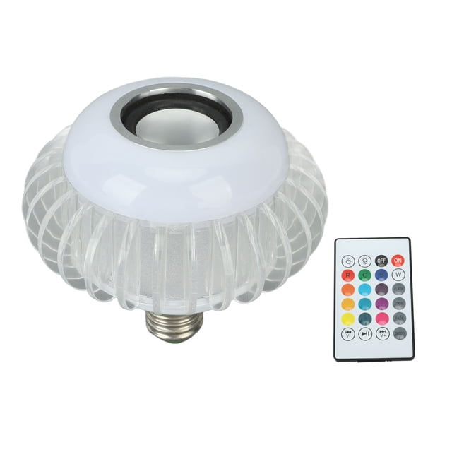Bombilla LED inteligente, inalámbrica, con Bluetooth, altavoz, E26, E27, RGB, cambio de color, con control remoto de 24 teclas.