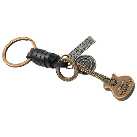 ELAYARD Smooth Texture Small Metal Guitar Keychain Pendant Unique Bag Hanging Ornament