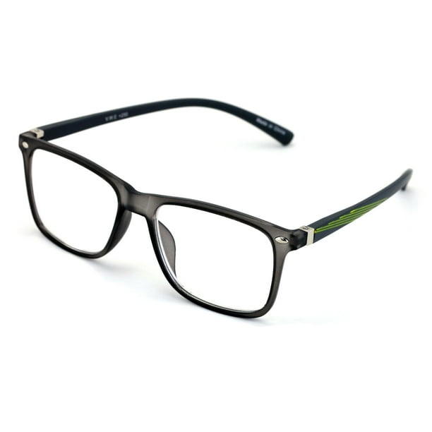 V.W.E. Men's Rectangular Reading Glasses - Lightweight Frost Translucent Frames With Spring Hinges