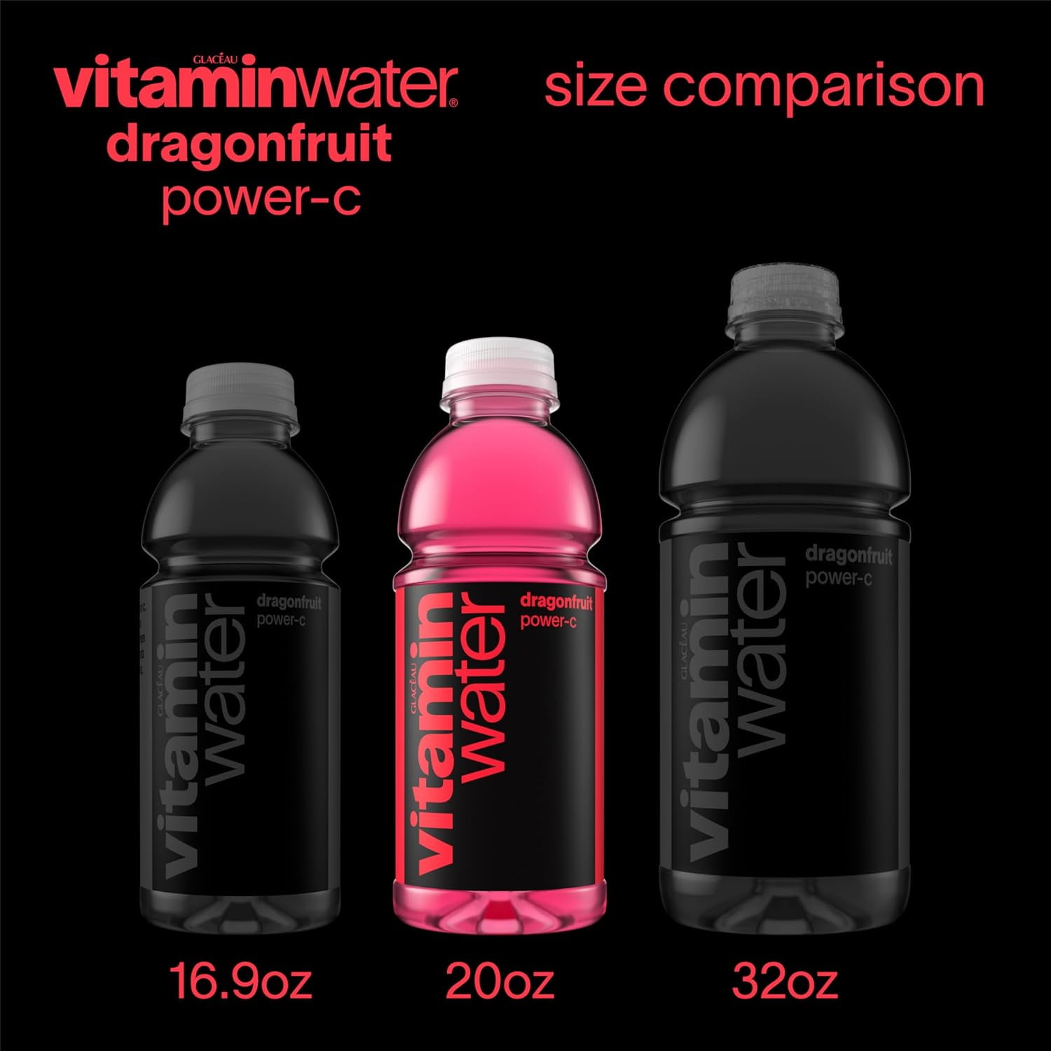 vitaminwater Power-C Dragonfruit Nutrient Enhanced Flavored Water Beverage, 20 fl oz Bottles (4 Pack)
