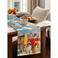 thumbnail image 4 of Holiday Dogs Table Runner, Oil Painting Summer Beach Ocean Sky Cotton Linen Kitchen Table Decoration Washable Dining Tabletop Runners for Home Party Decor 13x60 Inches, 4 of 9
