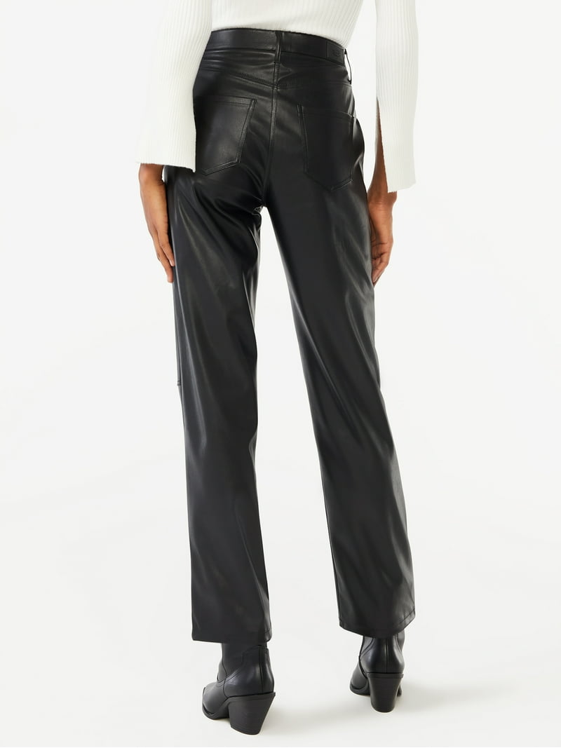 Scoop Women's Faux Leather Straight Pants - Walmart.com Scoop Women's Faux Leather Straight Pants - Walmart.com