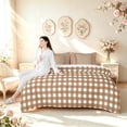 thumbnail image 5 of Manfei Modern Brown Checkered 7-Piece Twin Bedding,Geometric Check Bedding Comforter Set,Reversible, 5 of 7