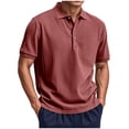 thumbnail image 1 of Ceisia Men's Regular Straight Short Sleeve Polo Shirt Ribbed Texture Cotton Blend Spring Summer Shirt Gift, 1 of 7