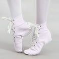 thumbnail image 2 of Alkepwun Jazz Shoes for Girls Solid Color Canvas Lace-up Soft-Sole High Top Ballet Shoe Anti Slip Wear Resistant Cozy Breathable Athletic Training Flats for Performance Gymnastics Yoga, 2 of 6