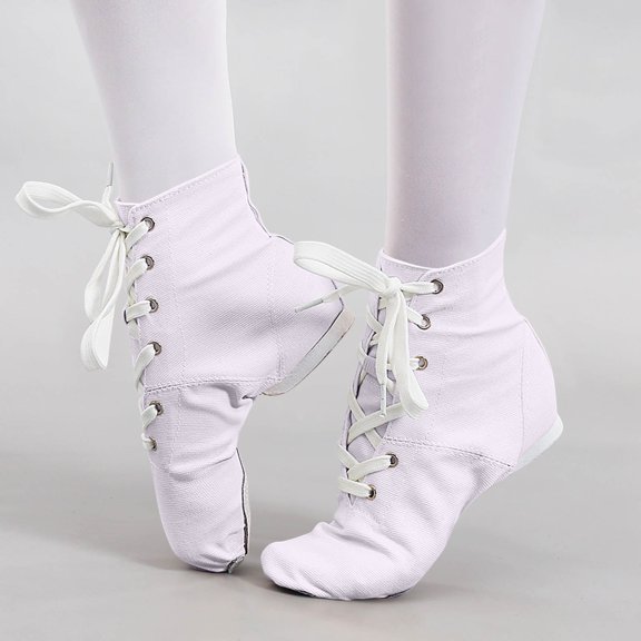 Children's Canvas Jazz Dance Shoes for Boys and Girls - Low Cut Modern Casual Fashion Ballet Sneakers White