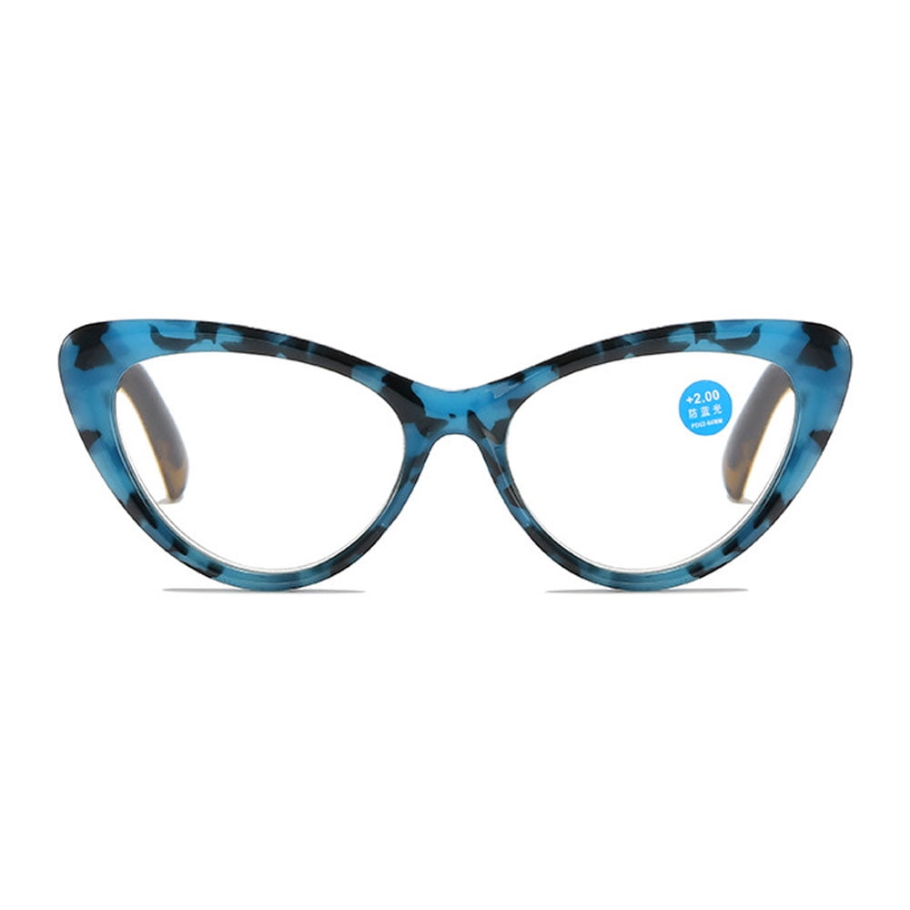 5 Pairs of Women Retro Cat Eye Reading Glasses 4.00 Ladies Anti Blue Light Spring Hinge Blue Brown Tortoiseshell Readers +4.0
