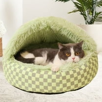 Nebwoak Cozy Pet Bed with Cover - Semi-Enclosed Cave Dog Bed, Washable & Non-Slip, Double-Thick Padding, Multiple Sizes, Peach/Mint Green/Blue