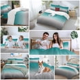 thumbnail image 6 of Teal Grey Ombre Duvet Cover Set, Turquoise Gradient Modern Abstract Art Soft Duvet Cover Queen Size Bedding Set 4 Pieces, 1 Quiltcover and 2 Pillowcases with Zipper, 1 Bed Sheet for All Seasons, 6 of 9