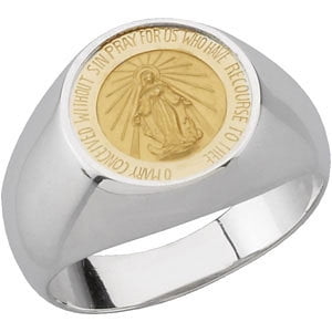 - Jewels By Lux Sterling Silver Round Miraculous Medal Ring Size 7