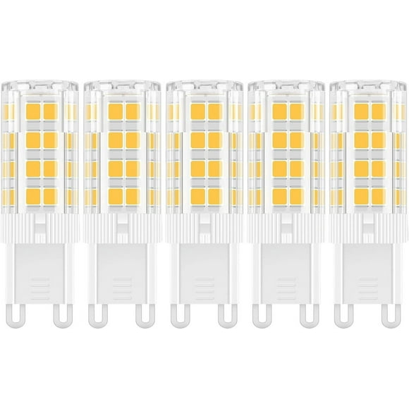 SHIQI-G9 LED Bulb 5W Equivalent 40 Watt, Replacement G9 Halogen Light Bulb, 3000K Soft Warm White, Small Light Bulb for Chandelier, Type G9 T4 Bi-pin Base, 120V Energy Saving Bulb (Warm White 5pack)