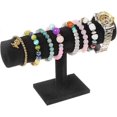 thumbnail image 2 of Hovering T-Bar Bracelet Necklace Earring Bangle Pendants Anklet Tower Watch Key Jewelry Display Stand for Home Organization (Black Velvet), 2 of 5