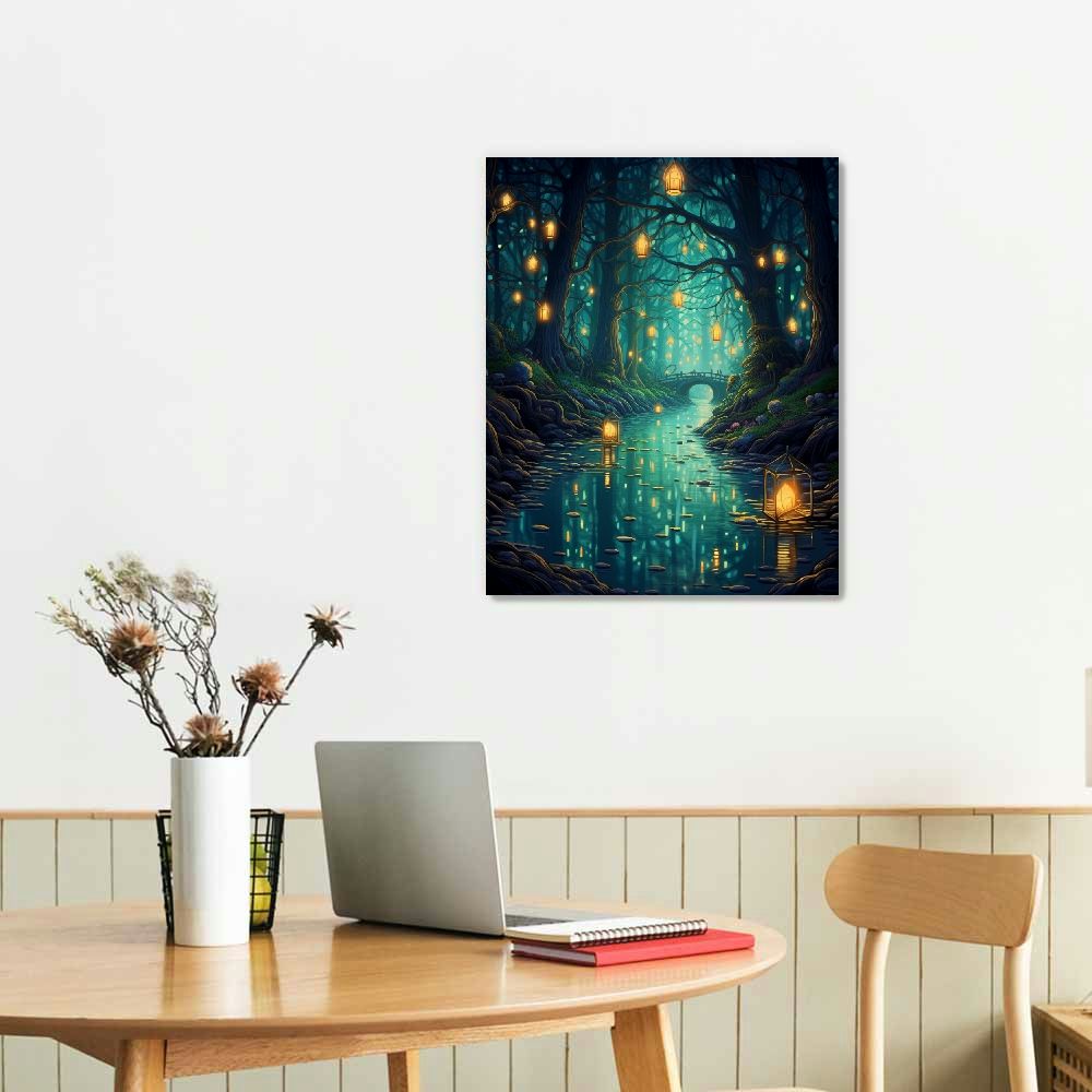 JEUXUS Yuaruo Halloween Fantasy Forest Canvas Wall Art, Magic Cool ...