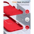 thumbnail image 3 of KOMI Designed for iPhone 16 Pro Max Case,Shockproof Liquid Silicone Protective Phone Case with Soft Anti-Scratch Microfiber Lining Ultra Slim Drop Protection Phone Cover 6.9 inch Red, 3 of 5