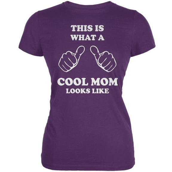 Mother's Day - This is What a Cool Mom Looks Like Purple Juniors Soft T-Shirt - X-Large