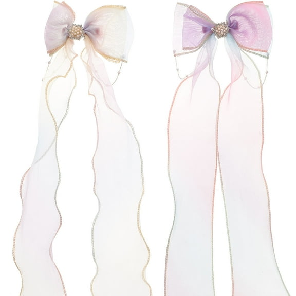 FENGGUIQU 2-Pack Light Hair Bow Clips, Premium Fabric, Secure Hold for Women’s Ceremonies and Daily Wear
