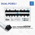 thumbnail image 3 of Vetroo 850W Power Supply Dual PCIe 5.1 ATX 3.1 Ready, 80 Plus Gold Full Modular, Quiet Operation with 120mm FDB Fan, 10-Year Warranty - White, 3 of 10