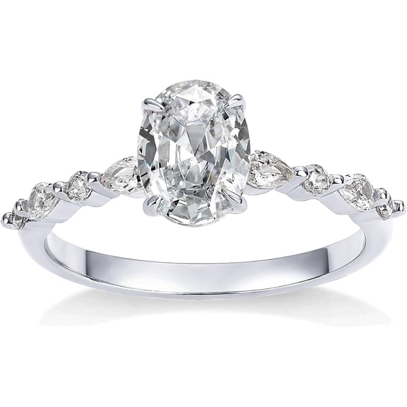 14K Gold Plated Engagement Ring For Women | Cubic Zirconia Wedding Ring For Women | Oval Womens Fake Engagement Ring