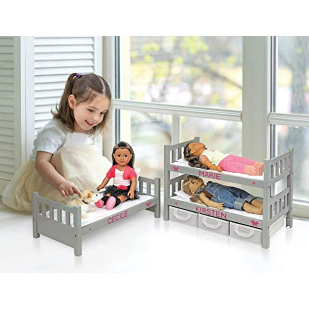 Badger Basket 1 2 3 Convertible Doll Bunk Bed fits American Girl dolls Gray White Walmart