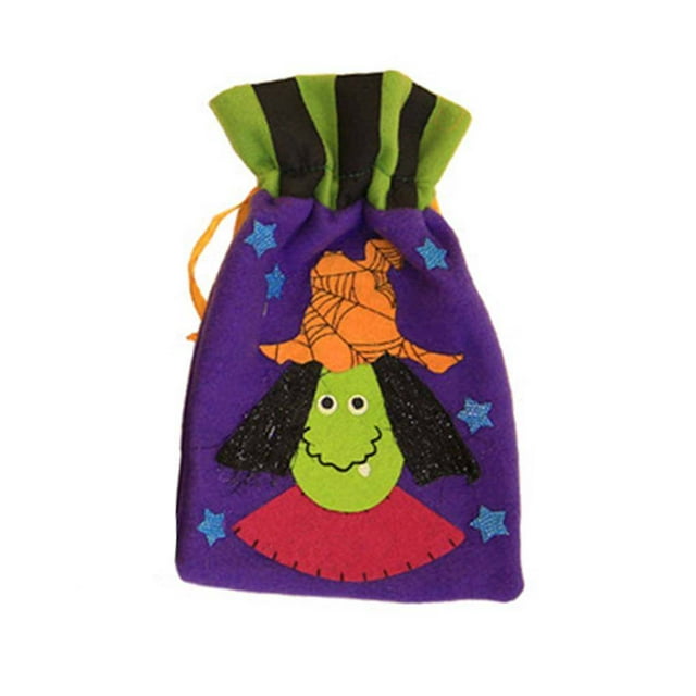 Napped Fabric Cloth Drawstring Candy Bags Trick-or-treaters Drawstring bag Drawstring candy Ornament Bags for Halloween Festival