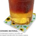 thumbnail image 4 of GZHJMY Square Drink Coasters 2 Pcs Sunflower Flowers Polka Dots Absorbent Ceramic Coffee Coasters for Drinks with Cork Base Housewarming Gift for Home Decor, 4 of 6