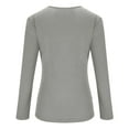 thumbnail image 4 of Likimi Womens T-Shirts With Lace Trim Square Neck Solid Color Long Sleeve T Shirts For Women Slim Fit Comfortable Tops Grey Size L, 4 of 5