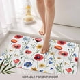 thumbnail image 6 of Pink Colorful Poppy Doormat Outdoor Entrance 18"x30", Spring Pastoral Flowers Leaves Absorb Moisture Dirt Door Mats, Non-Slip Rubber Backing Floor Mats Indoor, Low-Profile Front Door Rugs, 6 of 9