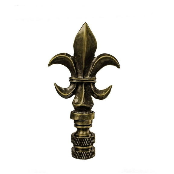 Fleur De Lis Antique Brass Lamp Finial 3"h
