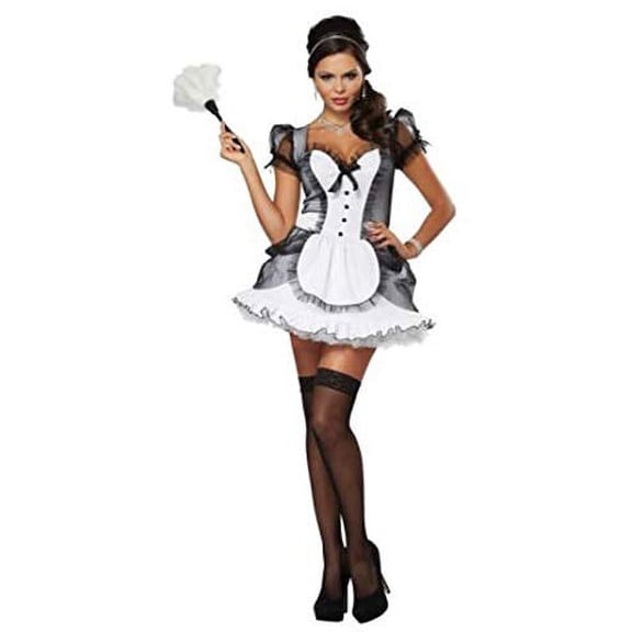 California Costumes Women's Luxe French Maid Sexy Dress Costume, White/Black, X-Large