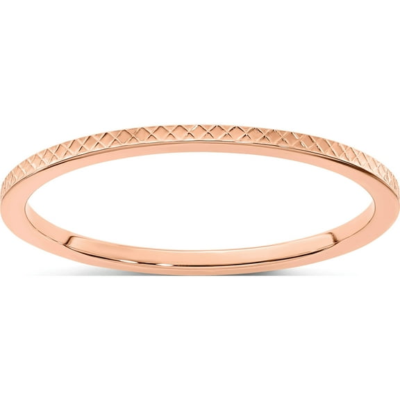 14K Rose Gold 1.2mm Criss-Cross Pattern Stackable Band (Size 9.5) Made In United States stk20-120r-9.5
