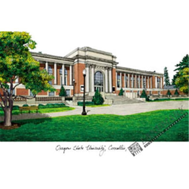 Université de l'Oregon Campus Images Lithographie Imprimée