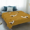 thumbnail image 4 of Japanese Style Blanket Soft Cozy Warm Throw Blanket for Couch, Plush Fuzzy Flannel Fleece Blankets for Sofa, Vintage Art Cranes Ocean Wave Yellow Bed Blankets Lightweight Gifts for Women, 40"x50", 4 of 9