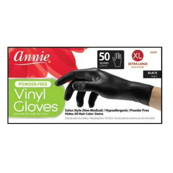 Annie Powder Free Black Vinyl Gloves 50ct