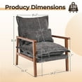 thumbnail image 2 of Zimtown Home Accent Chair Modern Chenille Solid Wood Armchair with Cushions and Lumbar Pillow, Metal Frame Ideal for Lounge Space, Gray, 2 of 10