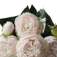thumbnail image 6 of CoudarTitie Artificial Faux Rose Bouquet, Elegant 5 Flower Heads Artificial Roses for Indoor Light Pink, 6 of 9