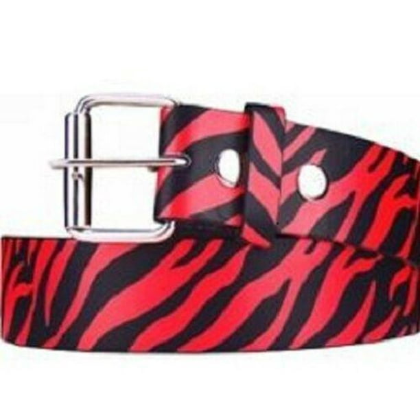 Zebra Stripes Printed Leather Belt Animal Removable