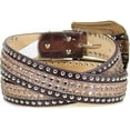 thumbnail image 3 of Angel Ranch DA1814-L 1.50 in. Gator Print Womens Leather Belt Topaz Mesh Inlay, Brown - Large, 3 of 4